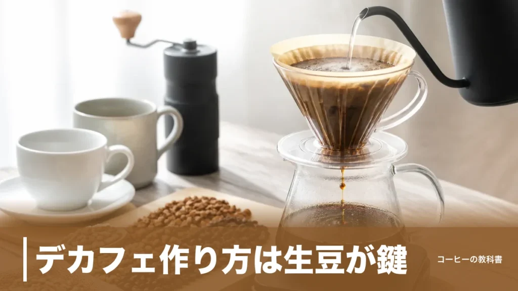 デカフェ作り方は生豆が鍵！カフェイン90％以上を抜く2つの製法と味の違いのアイキャッチ画像