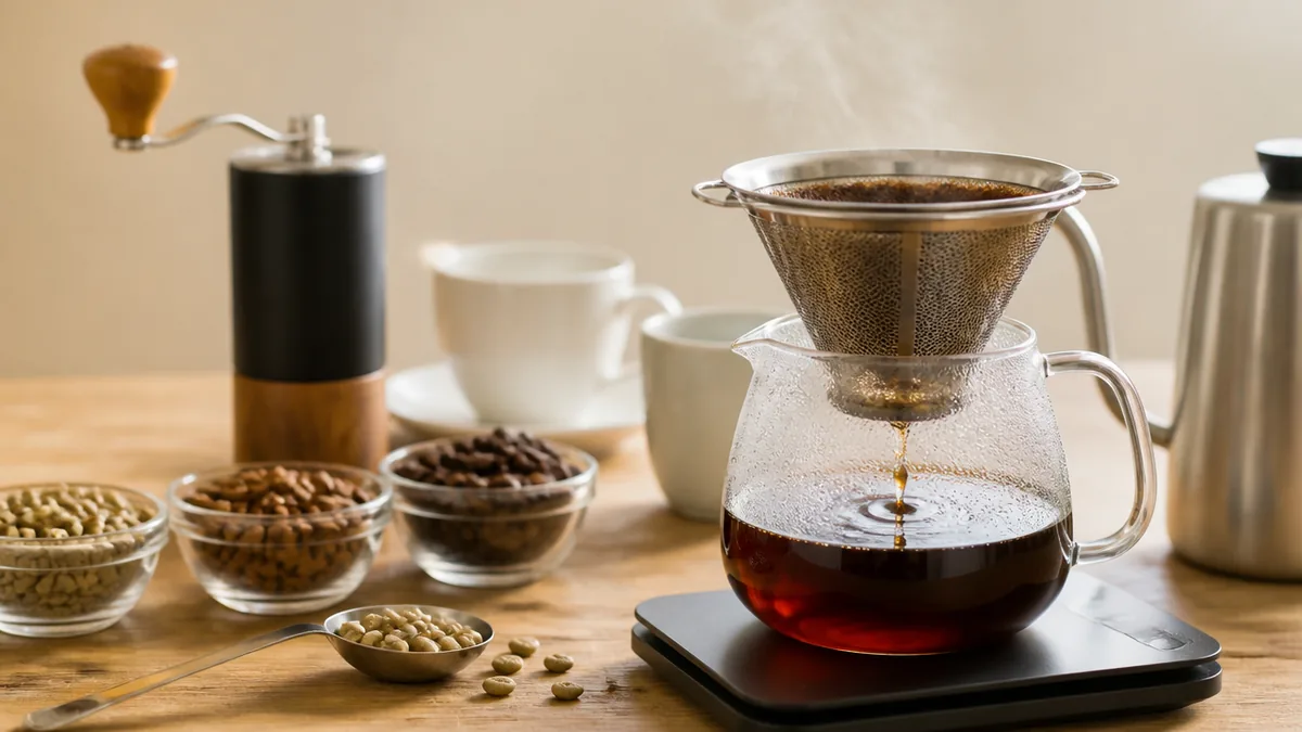 茶こしコーヒーは「浸して3~4分」が正解?粉っぽさを防ぐ挽き目と網の選び方・洗い方のアイキャッチ画像