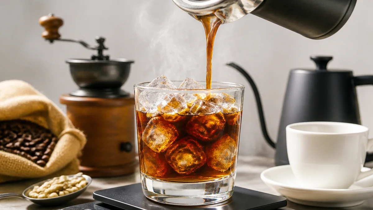 エスプレッソアイスコーヒーは40mlを氷に直接！薄まらない比率と急冷の理由のアイキャッチ画像