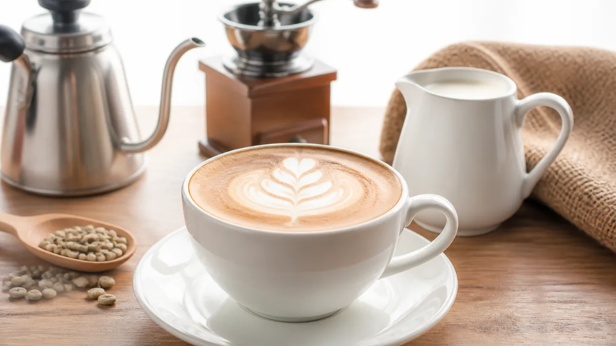 カフェラテ作り方｜エスプレッソ40ml・ミルク140mlの例と冷たい牛乳で泡が変わる理由のアイキャッチ画像